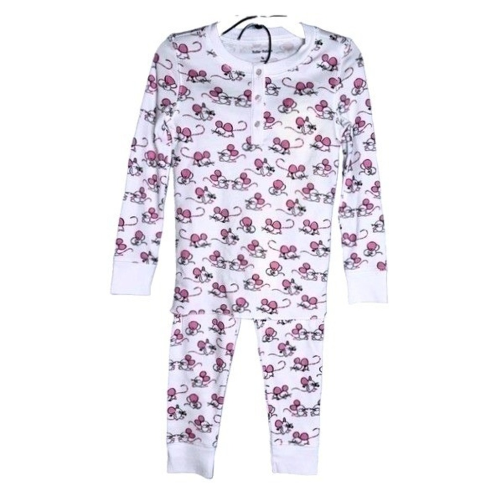 Roller Rabbit Girls Size 6 Pink Mouse Gym Rats‎ PJs Pajama Set
